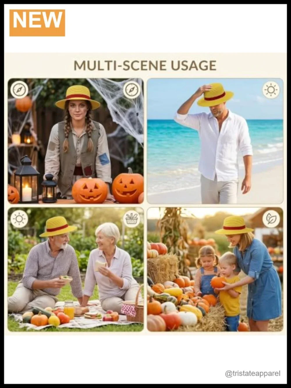 Hand-Woven Straw Sun Hat with Chin String, Wide Brim, Unisex for Beach, Cosplay
